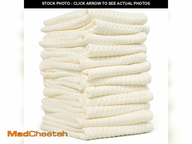 Lot 74-12699441 - Cleanbear Wash Cloths 12 Pack, Cream Washcloths Set, 100% Cotton Waffle Weave Ã¢â¬â Fluffy, Absor...