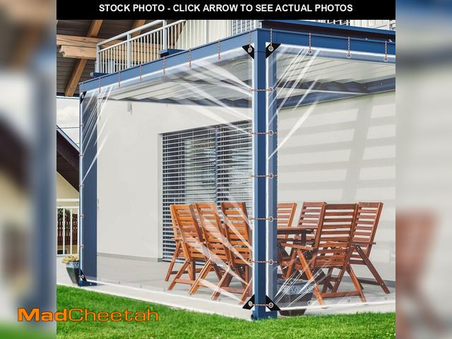 Lot 74-13708977 - 10x10 Ft Clear Tarps Heavy Duty Waterproof, 14mil Clear Vinyl Patio Enclosure, PVC Plastic Transpare...