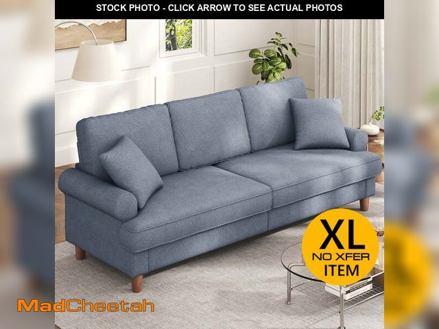 Lot 74-12548954 - 87" Sofa Couch, Comfy Extra Deep Seat 3 Seater Couch for Living Room with Soft Upholstered Round Arm...