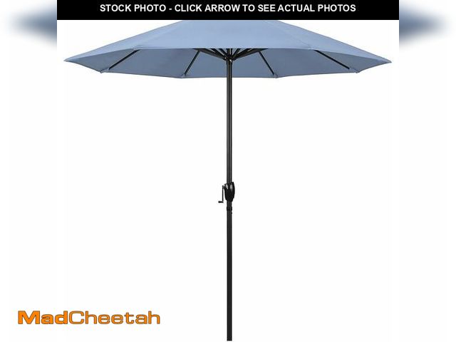 Lot 74-12895663 - California Umbrella 7.5' Rd Aluminum Patio Umbrella, Crank Lift, Auto Tilt, Black Finish, Sunbrella ...