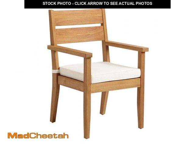 Lot 74-12492350 - Linon Home Decor Callahan Teak Dining Arm chair with Beige Polyester seat Cushion - UNUSED