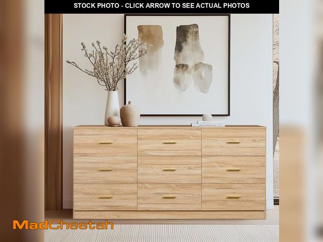 Lot 74-12391725 - Miscoos 9 Drawer Dresser, 62.9" Large Deep Chest of Drawers,Wooden Dresser Storage Cabinet with 9 Dr...