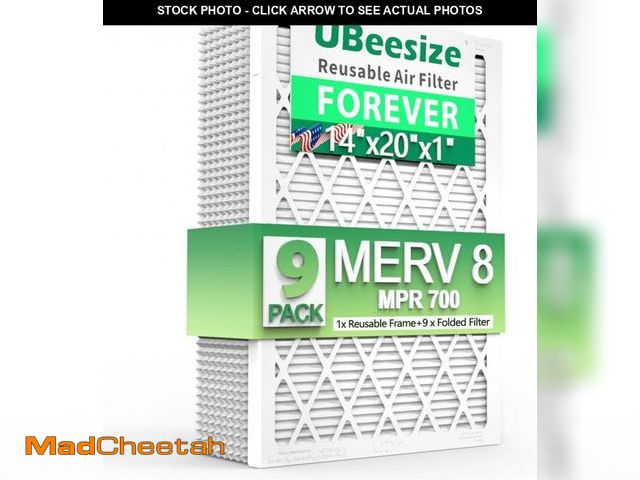 Lot 74-12367863 - UBeesize Air Filter 14x20x1(9-Pack), MERV 8 MPR 700 AC/HVAC Furnace Air Filters,Deep Pleated Air Cle...