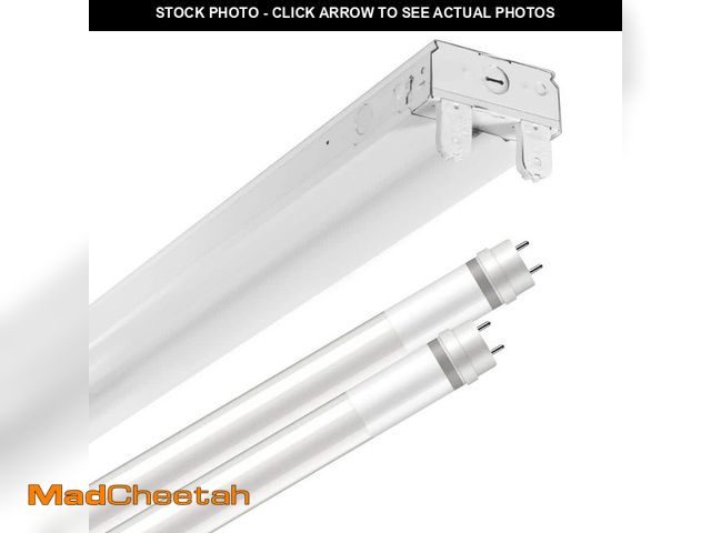 Lot 74-14447411 - Metalux SLES 4 ft. 64-Watt Equivalent 2-Lamp Strip Light Luminaire Plus LED T8 Tube Bundle, 4000K, U...