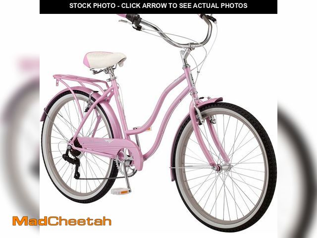 Lot 74-13217424 - Schwinn Perla Cruiser Bike, 26 Inch Bike for Women and Men, 7-Speed Beach Cruiser Bicycle, Linear Pu...