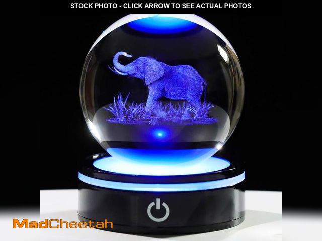 Lot 74-12053529 - YWHL 3D Elephant Figurine Crystal Ball with Colorful Light Base, Elephant Gift for Women and Men on ...