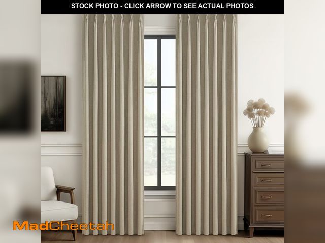 Lot 74-12701265 - GreyBeige Modern Neutral 90 Inch Pinch Pleated Blackout Sliding Glass Door Curtains Light and Draft ...
