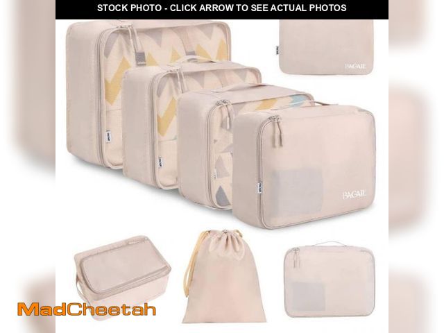 Lot 74-12433160 - BAGAIL 8 Set Packing Cubes Luggage Packing Organizers for Travel Accessories-Cream - UNUSED