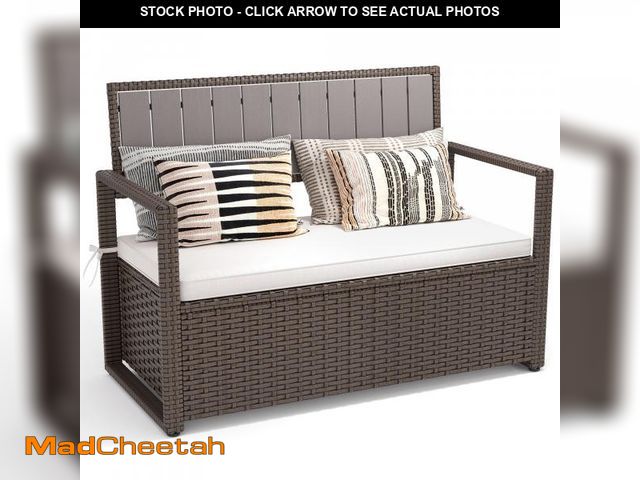 Lot 74-12270079 - YITAHOME 70 Gallon All-Weather PE Rattan Storage Bench, Waterproof Deck Box Seat for Patio Furniture...