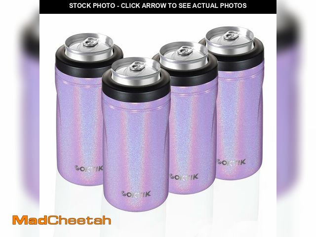 Lot 74-14379237 - COKTIK 4 in 1 Insulated Can Cooler, 4 Pack Double Wall Slim Can Cooler Set for 12 oz Regular or Slim...