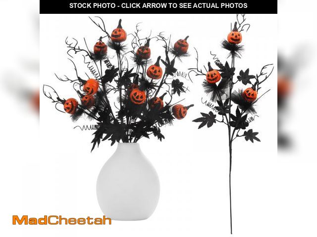 Lot 74-12441770 - RoseCraft 5PCS Halloween Decorations, 19.5Inch Artificial Pumpkin Maple Leaf Floral Stems Halloween ...