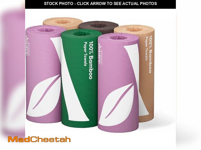 Lot 74-13041145 - Aware 100% Bamboo Paper Towels, 6 Rolls, 2 ply, FSC Certified, 150 Sheets, 900 Count, Plastic-Free, ...