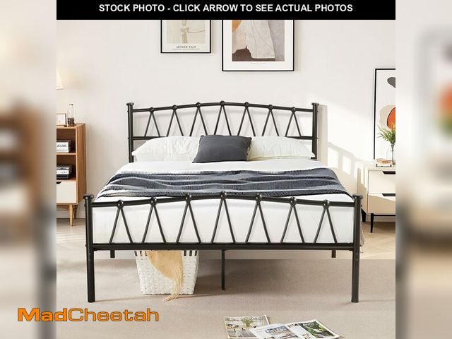 Lot 74-12572355 - VECELO Queen Size Bed Frame,Metal Platform Bed Frame with Headboard and Footboard/Mattress Foundatio...