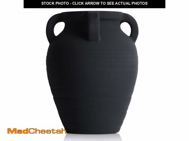 Lot 74-13569861 - Handmade Black Vase - 8.2" Tall Terracotta Vases with 4 Ear Design, Wide Mouth Vintage Vases, Rustic...