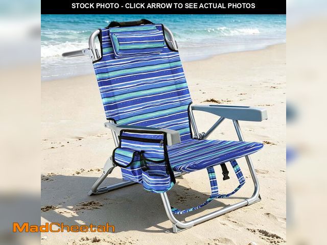 Lot 74-14310232 - GVDV Backpack Beach Chair for Adults, Portable Folding Beach Chair with Cup Holder and Towel Rack, 4...