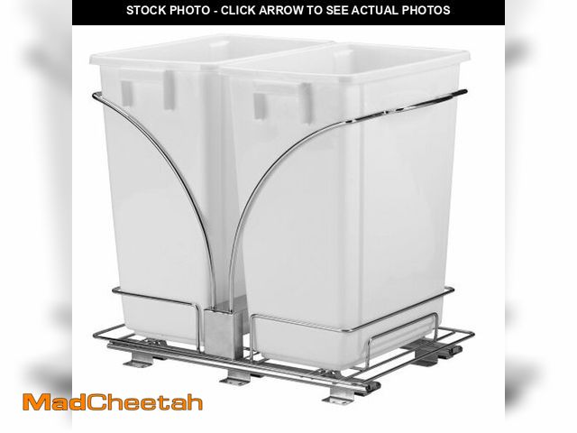 Lot 74-12664378 - Household Essentials Glidez Chrome-Plated Steel Pull-Out/Slide-Out Discreet Double 9 Gallon Plastic ...