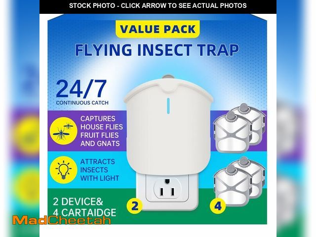 Lot 74-14143433 - 2 Plant Flying Insect Trap &amp; 4 Cartridges - Compatible with M577 Refill - Attracts and Traps Fly...