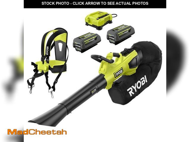 Lot 74-12792281 - RYOBI 40V HP Brushless 100 MPH 600 CFM Cordless Leaf Blower/Mulcher/Vacuum with (2) 4.0 Ah Batteries...