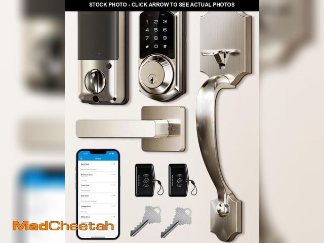 Lot 74-12314768 - Veise VE06-H Smart Front Door Lock Set, App Control, Keyless Entry Deadbolt with Lever Handle, Elect...