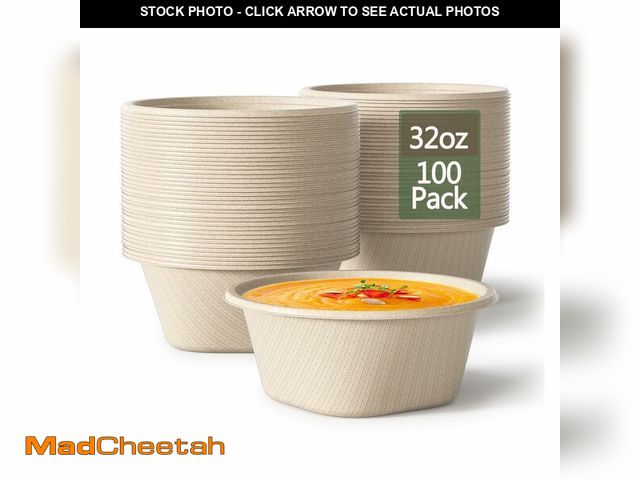 Lot 74-12697437 - 32 Ounce Large Paper Bowls Disposable Soup Bowl Disposable Heavy Duty Compostable Bowls, Eco-friendl...