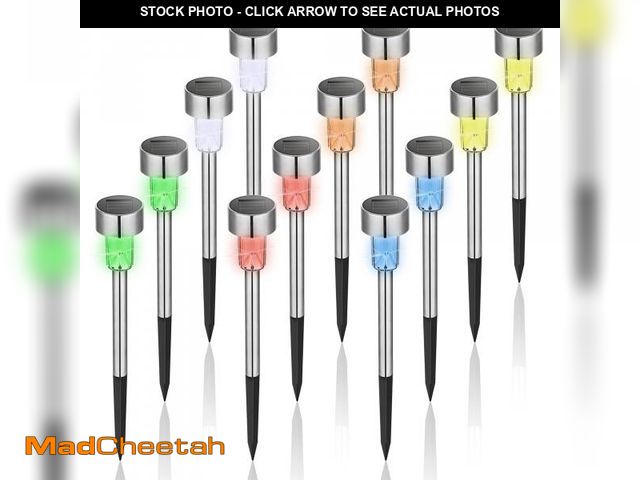 Lot 74-12115119 - GIGALUMI Solar Lights Outdoor Waterproof, 12 Pack, Stainless Steel LED Solar Garden Lights for Patio...