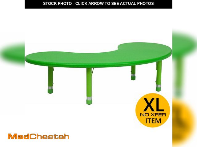 Lot 74-14612862 - (TABLE TOP ONLY) Flash Furniture 65x35 in Adjustable Half-Moon Activity Table, Green - UNUSED