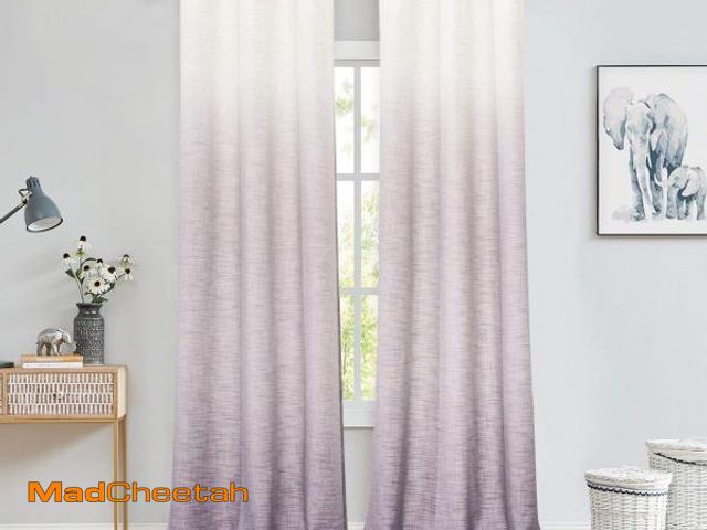 Lot 74-11547976 - Central Park Ombre Window Curtain Panel Linen Gradient Print on Rayon Blend Fabric Drapery Treatment...