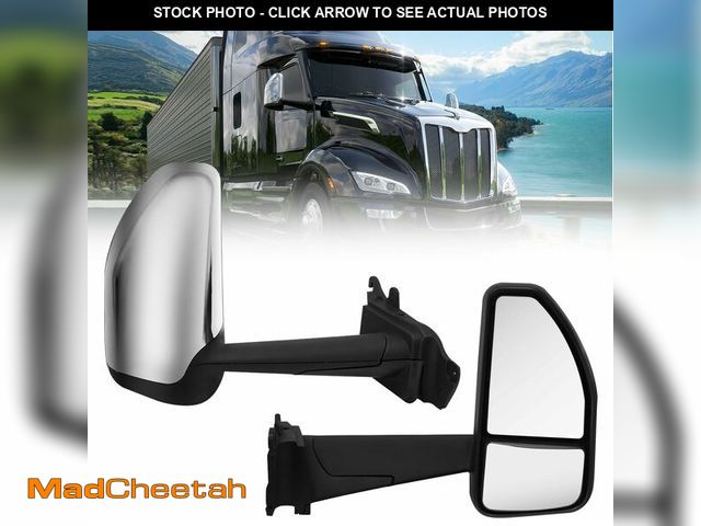 Lot 74-13927121 - Hood Mirror Chrome Right Passenger Side fit for 2023+ Peterbilt 579 Semi Trucks - UNUSED