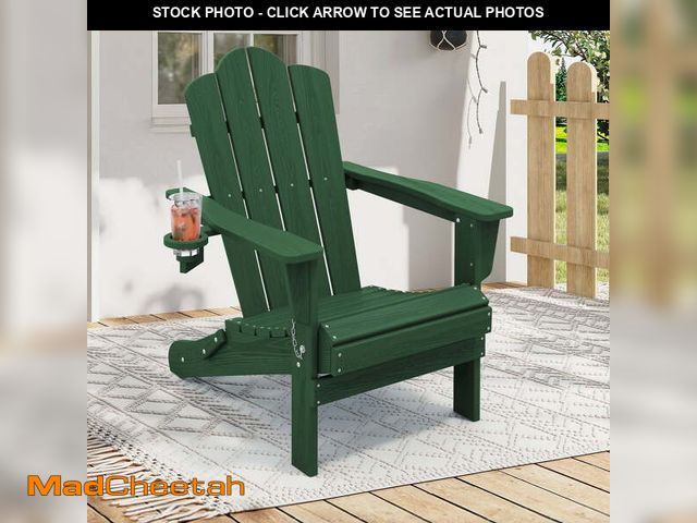 Lot 74-13816043 - KINGYES Outdoor Folding Adirondack Chair with Cup Holders, HDPE Adirondack Fir Pit Chairs for Patio ...