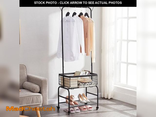 Lot 74-12143723 - ALSO GO Rolling Laundry Cart with Clothes Rack, Multifunctional Laundry Butler with Basket, Hamper C...