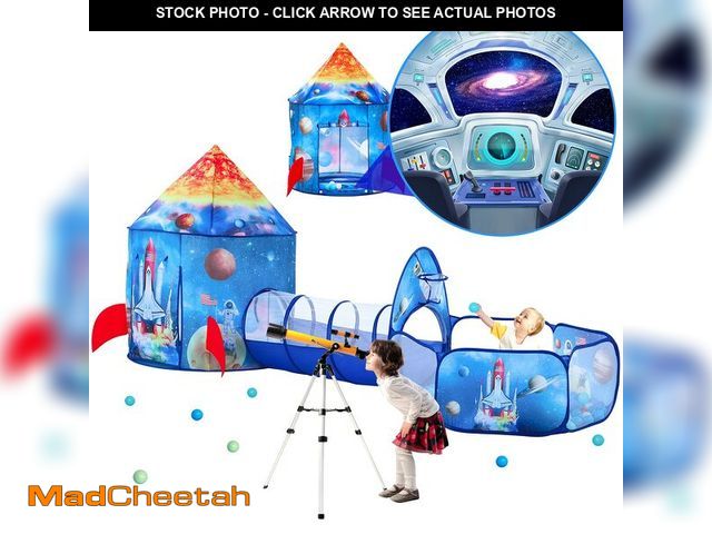 Lot 74-14151664 - PigPigPen 3pc Kids Play Tent for Boys with Ball Pit, Crawl Tunnel, Rocket Ship Tents for Toddlers, B...