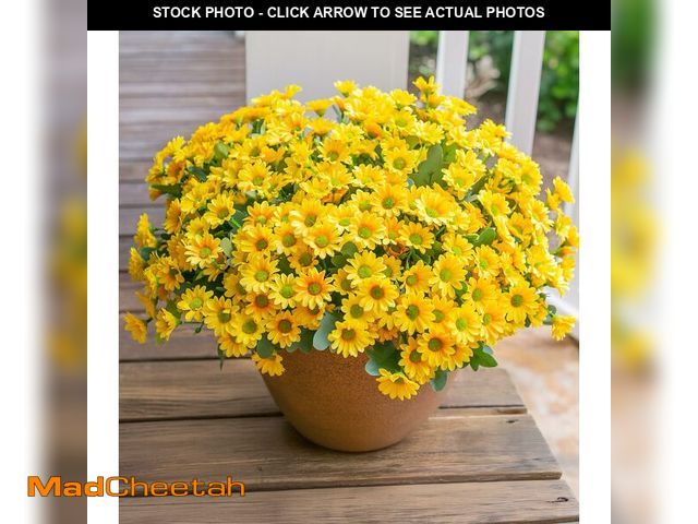 Lot 74-12710954 - Daisy Artificial Flowers for Outdoors Fall Autumn Decoration, 6 Bundles Fake Mums Yellow Silk Flower...