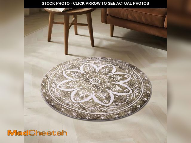 Lot 74-12304686 - Carvapet 2ft Vintage Small Round Rugs - Washable 24 inch/61 cm Non-Slip Circle Rug with Rubber Backi...