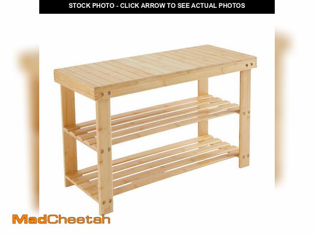 Lot 74-13060743 - EDX 3-Tier Bamboo Shoe Rack Bench, 11.3 x 27.6 x 17.8 Inches Compact Storage Organizer with 286lb Ca...