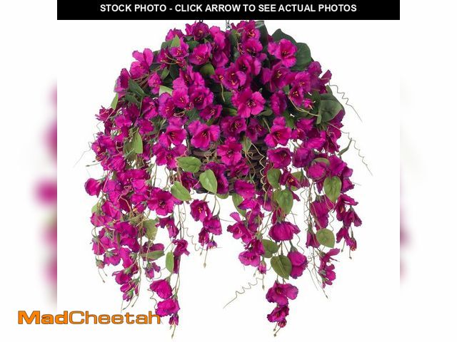 Lot 74-12432922 - Artificial Fake Hanging Hibiscus Flowers Plants Baskets for Outdoor Decoration, Faux Silk Hibiscus L...