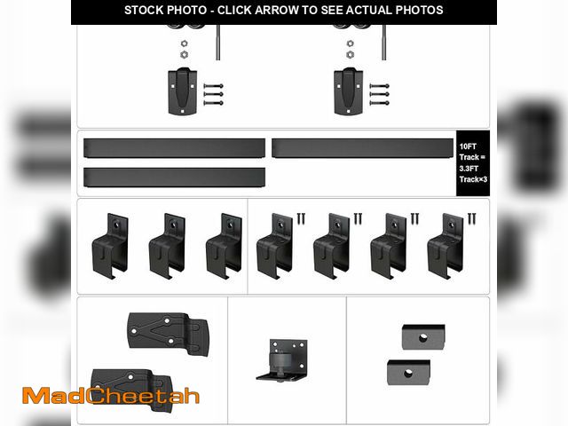 Lot 74-13835927 - HARDJULAN 10FT Heavy Duty Box Rail Exterior Sliding Barn Door Hardware Kit, 450 lbs Capacity, Black ...