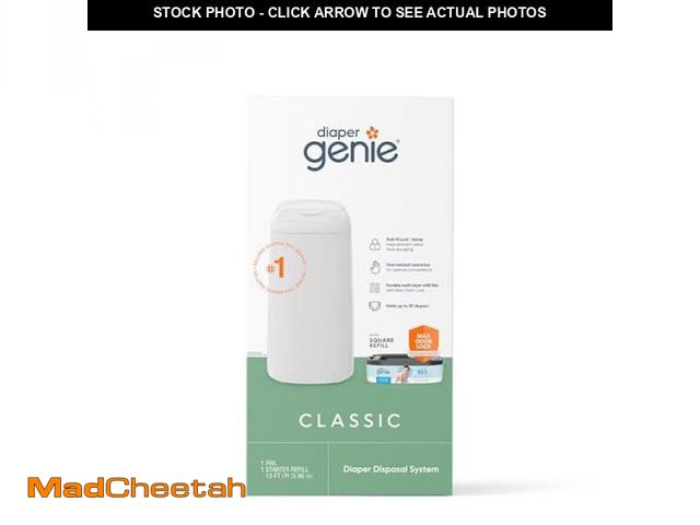 Lot 74-12399667 - Diaper Genie Classic Pail Includes 1 Starter Square Refill That can Hold up to 165 Newborn-Sized Dia...