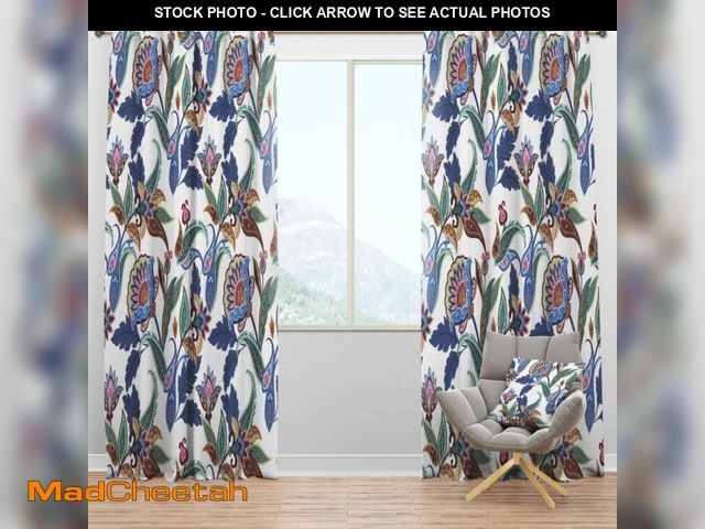 Lot 74-4827124 - Design Art Fantasy Flowers Paisley Semi-Sheer Thermal Rod Pocket Single Curtain Panel CBLH1582 Size ...