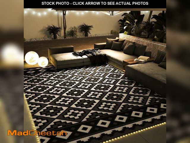 Lot 74-14322544 - SIXHOME Outdoor Rug with LED Strip Light 9'x12' Waterproof Reversible Patio Rug Modern Lightweight P...