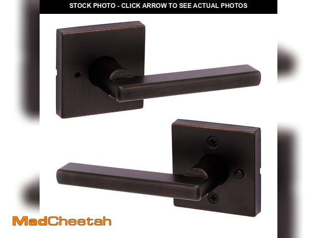 Lot 74-13055469 - Kwikset Halifax Square Venetian Bronze Privacy Bed/Bath Door Handle with Lock - UNUSED