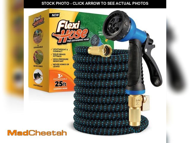 Lot 74-14208651 - Flexi Hose Expandable Garden Hose with 8 Function Nozzle, 25FT - Lightweight Retractable Garden Hose...