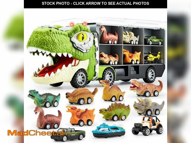Lot 74-13709897 - JOYIN 13 in 1 Dinosaur Toys for Kids 3-5, Dinosaur Truck with 12 Pull Back Cars, Birthday Gifts Toys...