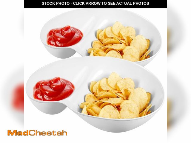 Lot 74-13946512 - 2 Pcs Chip and Dip Bowl Chip and Dip Serving Tray Set 11'' Large Divided Platter 18oz &amp; 5oz Comp...