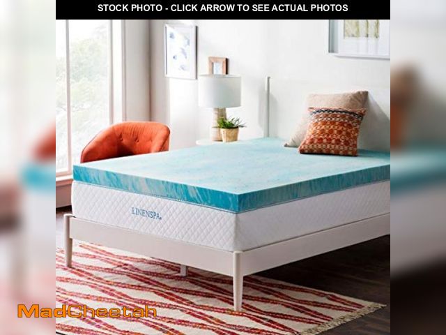 Lot 74-12367641 - Linenspa 4 Inch Gel Swirl Memory Foam Mattress Topper - Cooling Gel Infused - Pressure Relieving Bed...