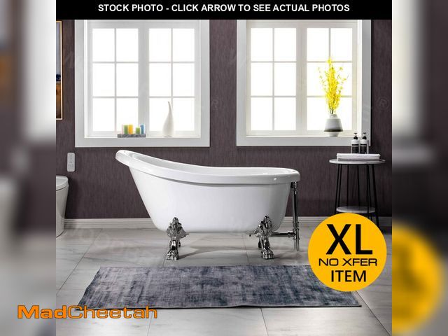 Lot 74-12568125 - WOODBRIDGE 54" Heavy Duty Acrylic Slipper Clawfoot Bath Tub with Brushed Nickel Feet &amp; Brushed N...