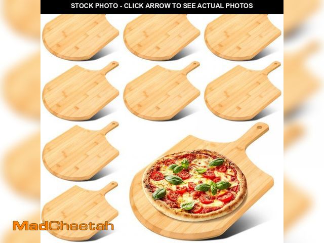 Lot 74-12307066 - Gerrii 9 Pcs Wooden Pizza Peel 15.75 Inches Bamboo Pizza Peel Cutting Board pie Platters Paddle Spat...