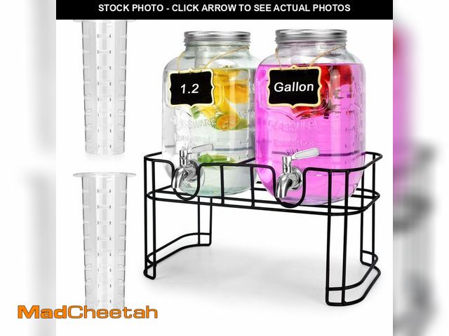 Lot 74-14296127 - DD&amp;HAPP Glass Drink Dispensers For Parties.1.2 Gallon Beverage Dispensers With Stand And Stainle...