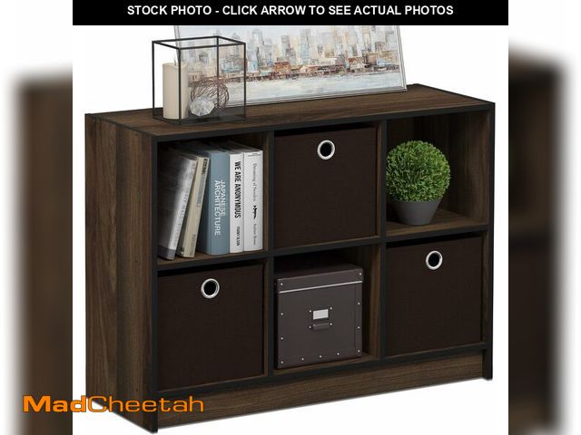 Lot 74-14304876 - Furinno BASIC Book Shelf, 6-Cube Bookshelf with Open Shelf, 3 x 2 Bookcase with Storage Bins, Closed...