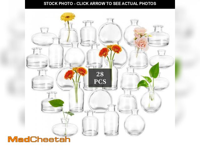 Lot 74-11550504 - Glasseam Glass Bud Vases for Centerpieces: Set of 28 Bulk Small Vase for Wedding Table Birthday Part...