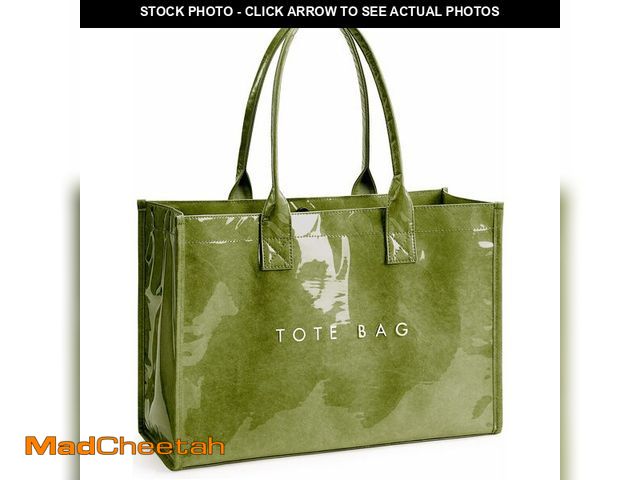 Lot 74-13626489 - KALIDI PVC Tote Bag WomenÃ¢â¬â¢s Kraft Paper Work Handbags Purses with Top Handle,Grass Green - UN...